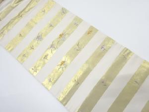 横段に菖蒲模様刺繍名古屋帯